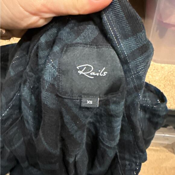 Rails Hunter Button Down Plaid Flannel Long Sleeve Forest Tinsel Slate Green XS - Picture 2 of 9